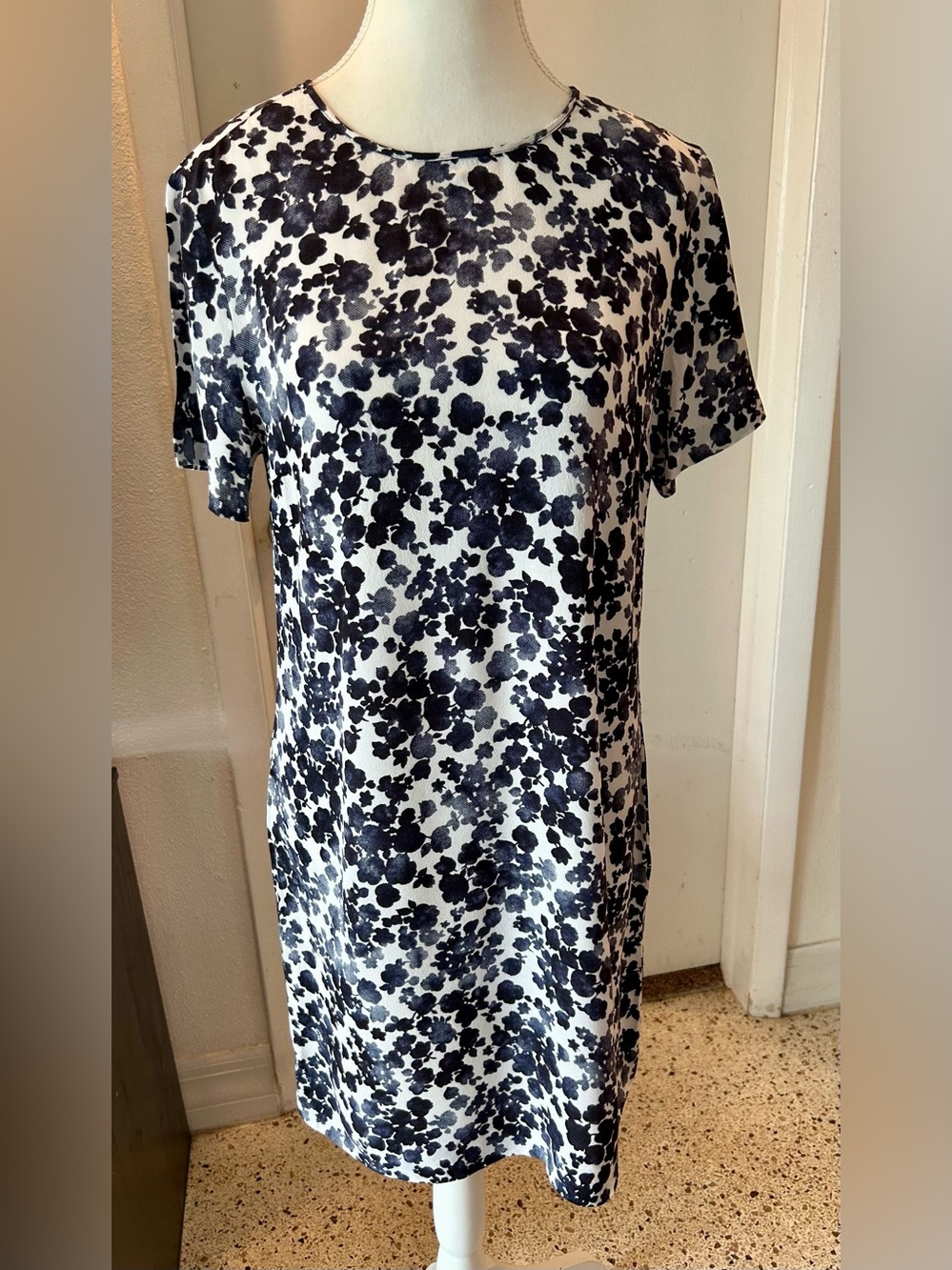Michael Kors Navy and White Floral Dress